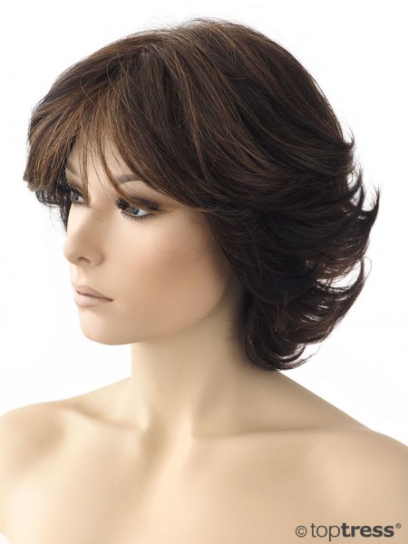 Perücke Iris Thermosilk dunkelbraun kupfer gesträhnt
