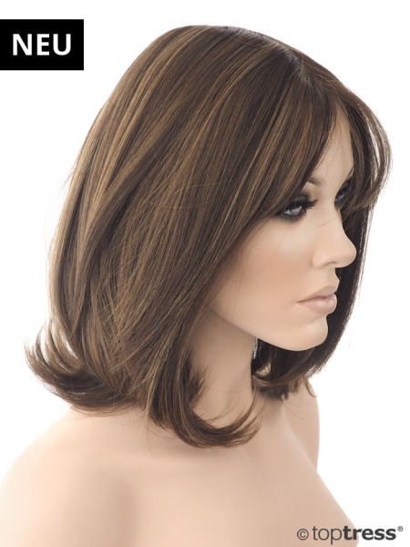 Perücke Dolores mittelbraun, Thermosilk, Lace Front und Scheitel