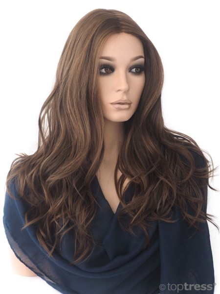 Perücke Marcia, mittelbraun, Filmansatz und -scheitel, Thermosilk