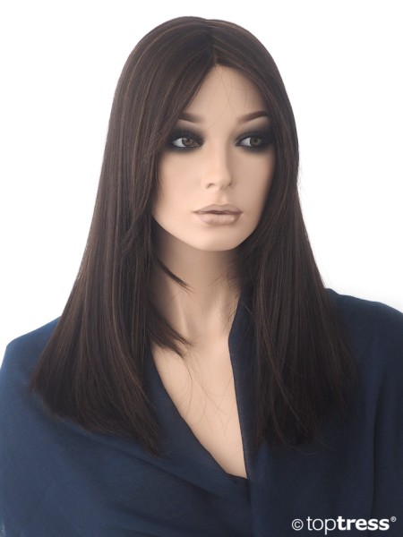 Perücke Daniella naturbraun, Thermosilk, Lace front und Scheitel