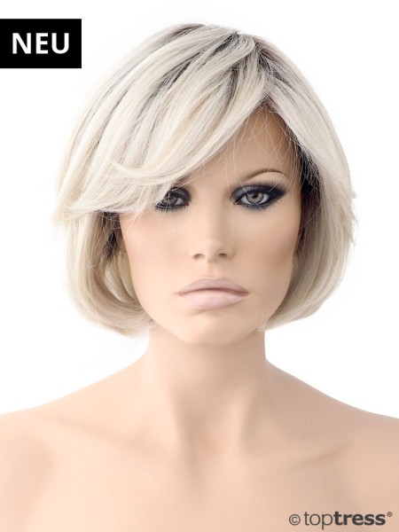 Perücke Ingrid Thermosilk, Lace front, hellblond mit dunklerem Ansatz