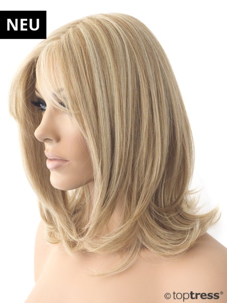 Perücke Dolores blond leicht gesträhnt, Thermosilk, Lace Front und Scheitel
