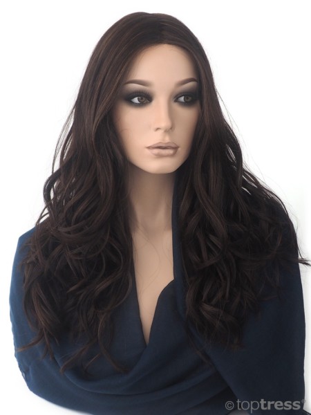 Perücke Marcia, naturbraun, Filmansatz und -scheitel, Thermosilk