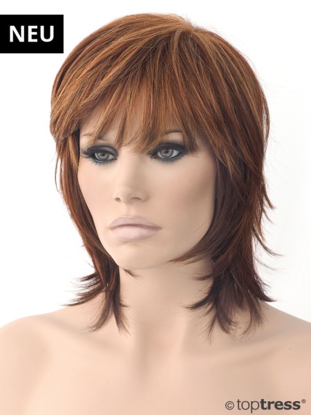 Perücke Elena Thermosilk kupfer/rotblonder Mix mit dunklerem Nackenbereich