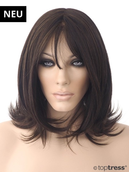 Perücke Dolores naturbraun, Thermosilk, Lace Front und Scheitel