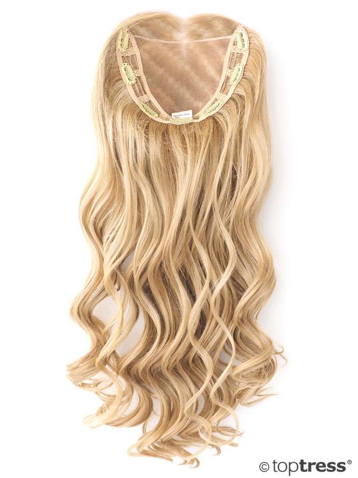 Haar-Topper Mit Dickem Pony – 50 Cm Clip-in-Aufsatz Aus Synthetikhaar, Deckt Dünnes Haar Ab, Farbe: Blond