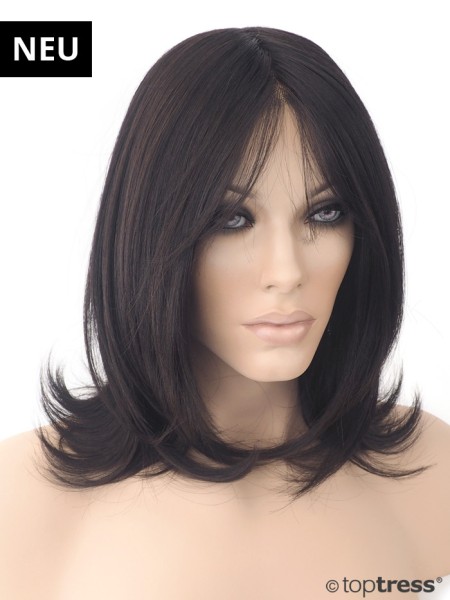 Perücke Dolores dunkelbraun, Thermosilk, Lace Front und Scheitel