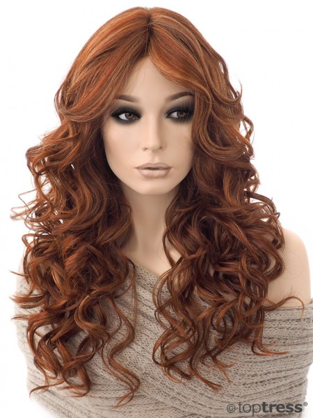 Perücke Carmen Lace Thermosilk rot mit Highlights