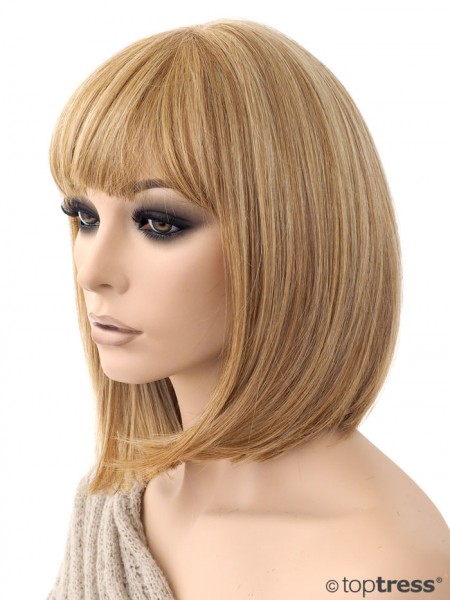 Perücke Ornella Thermosilk Monotop Bob blond gesträhnt