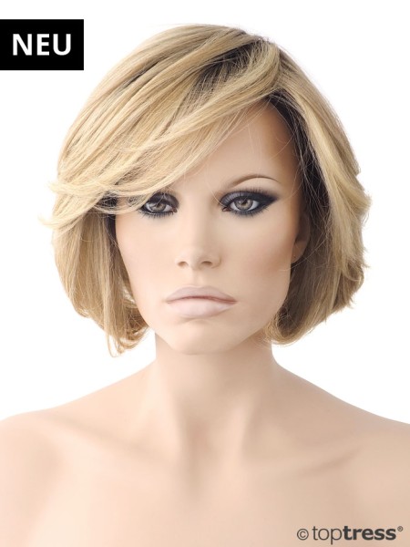 Perücke Ingrid Thermosilk, Lace front, blond leicht gesträhnt und mit dunklerem Ansatz