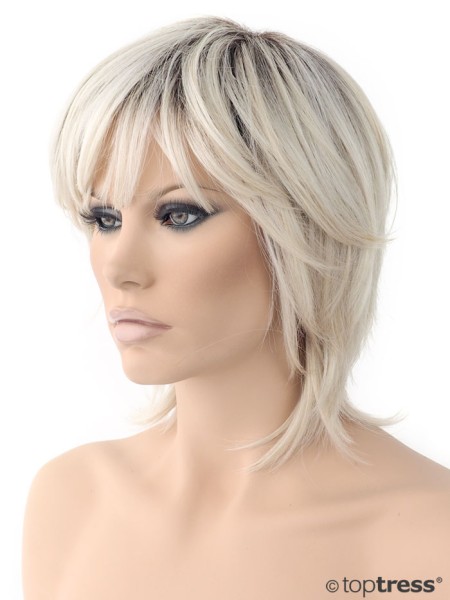 Perücke Elena Thermosilk hellblond mit dunklerem Ansatz