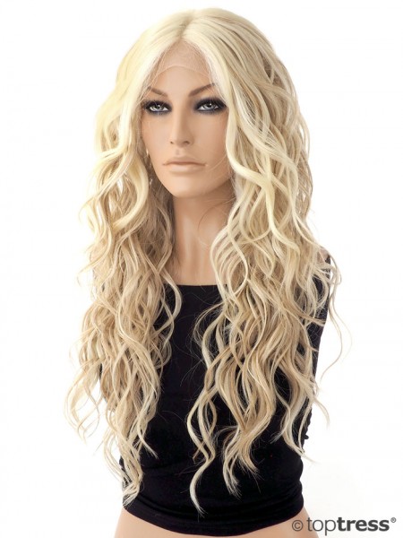 Perücke Joyce Monotop Lace Thermosilk blond mit Highlights