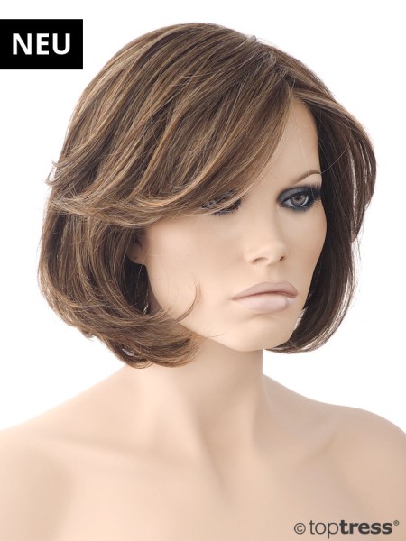 Perücke Ingrid Thermosilk, Lace front, warmer hellbrauner Mix, leicht gesträhnt