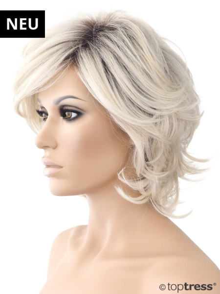 Perücke Dalia Thermosilk hellblond mit dunklerem Ansatz