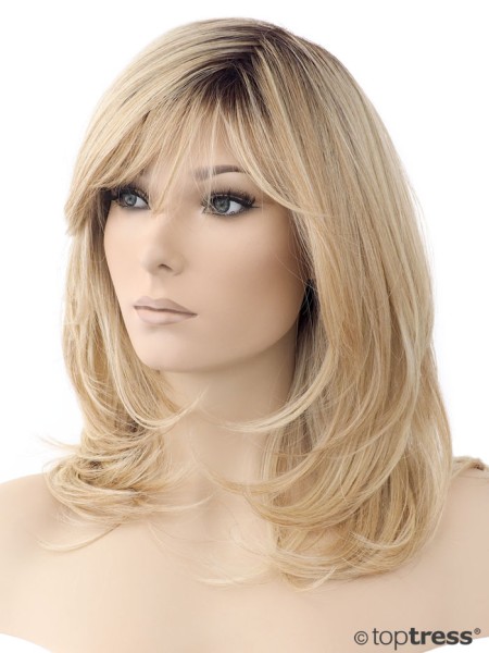 Perücke Tessa Thermosilk® blond gesträhnt mit dunklerem Ansatz