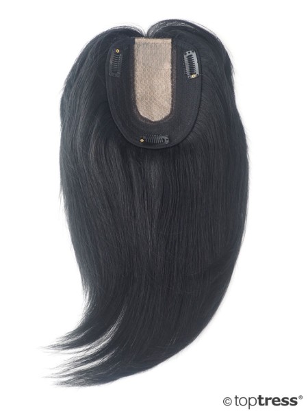 Oberkopfhaarteil Topper F Silktop Echthaar mit Clips schwarz